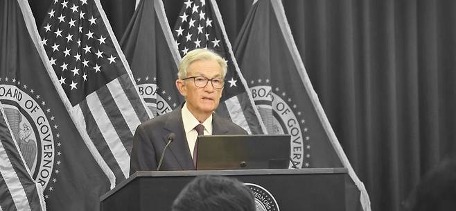 제롬 파월 Fed 의장이 6월 FOMC 후 기자회견에서 발언하고 있다. /워싱턴=이상은 특파원