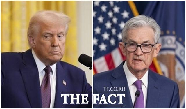 도널드 트럼프 미국 대통령(왼쪽)이 최근 연방준비제도가 기준금리를 동결한 결정에 대해 제롬 파월 의장에게 맹비난을 퍼부었다. /AP·뉴시스