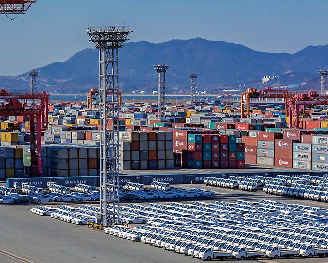 전남 광양항에 수출용 완성차가 주차돼 있다 / 사진 셔터스톡