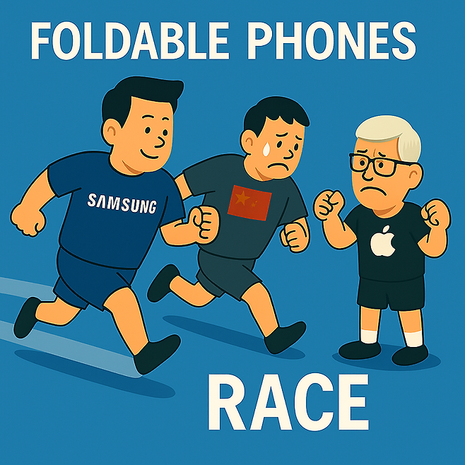 미국 경제매체 CNBC는 삼성전자가 다음 달 뉴욕에서 열리는 갤럭시 Z 폴드·플립 7 언팩 행사에서 어떤 폴더블폰을 선보일지 주목했다. 이미지=챗GPT '이미지젠' 생성