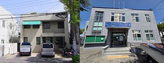 전북특별자치도가 한국자산관리공사(캠코)·전북광역자활센터·한국지역자활센터협회 전북지부와 손잡고 추진하는 '유휴 국유 재산 자활사업장 활용 사업' 대상인 익산 영등치안센터(왼쪽)와 임실선거관리위원회 건물. 각각 도시락 제조 및 호두과자 판매점과 문구·팬시 용품 판매점으로 탈바꿈할 예정이다. 사진 전북특별자치도