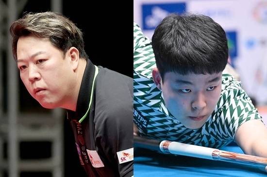 중반전으로 향하는 PBA투어에서 우승후보들의 탈락이 속출하고 있다. 19일 밤 열린 우리금융캐피탈PBA 64강전에선 강동궁(왼쪽)과 김영원이 각각 전인혁, 김현석에 패해 탈락했다. (사진=PBA)