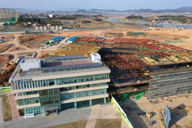 전남 나주시에 위치한 한국에너지공대에서 공사가 한창 진행 중이다. 연합뉴스