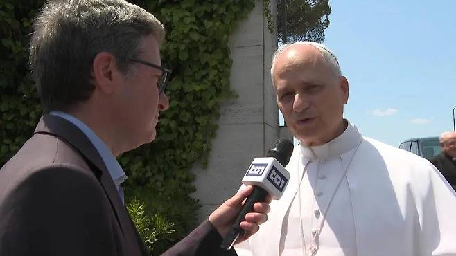 레오 14세 교황, 첫 언론 인터뷰 [TG1 방송 캡처. 재판매 및 DB 금지]