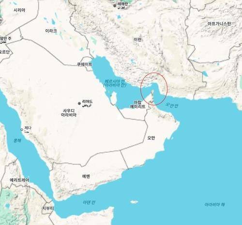 호르무즈 해협 [세계지도 캡처. 재판매 및 DB 금지]