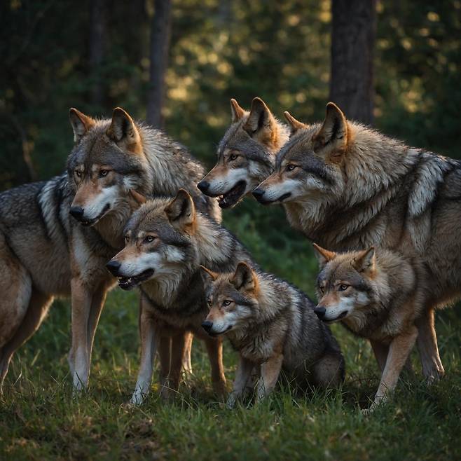 미국 옐로스톤 국립공원의 늑대들. 저자는 6175일간 늑대 무리를 세밀히 관찰하며, 그들 사이에서 벌어지는 사람 못지않은 일상생활과 각각의 개성을 생생하게 전달한다. 사계절출판사 제공