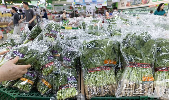열무, 참외 등 여름 제철 농산물 가격이 줄줄이 오름세를 보이는 가운데 22일 서울 시내의 한 대형 마트에서 시민들이 장을 보고 있다. 2025.6.22/뉴스1 ⓒ News1 이승배 기자