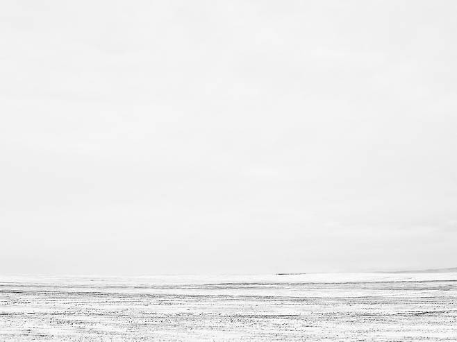 몽골 투브(tuv)아이막…겨울 이른 눈이 내린후의 평원, 2013년. 이번 전시 중 단 한 장을 고르라면 이 사진이라고 사진가는 말했다./ 사진가 도재홍