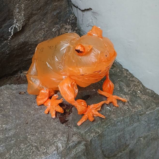 만들기) 주황색 비닐 두꺼비