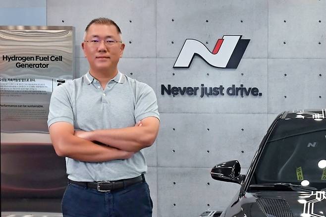 정의선 회장과  N(엔) [사진출처=현대차]]