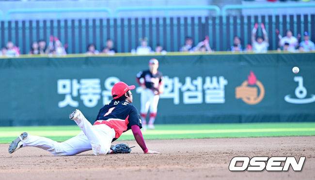 [OSEN=인천, 최규한 기자] 22일 인천 SSG랜더스필드에서 ‘2025 신한 SOL Bank KBO리그’ SSG 랜더스와 KIA 타이거즈의 경기가 열렸다.홈팀 SSG은 드류 앤더슨, 방문팀 KIA는 제임스 네일을 선발로 내세웠다.5회말 1사 1루 상황 SSG 박성한의 병살타 때 KIA 유격수 박찬호가 타구를 잡아 2루로 송구하고 있다. 2025.06.22 / dreamer@osen.co.kr