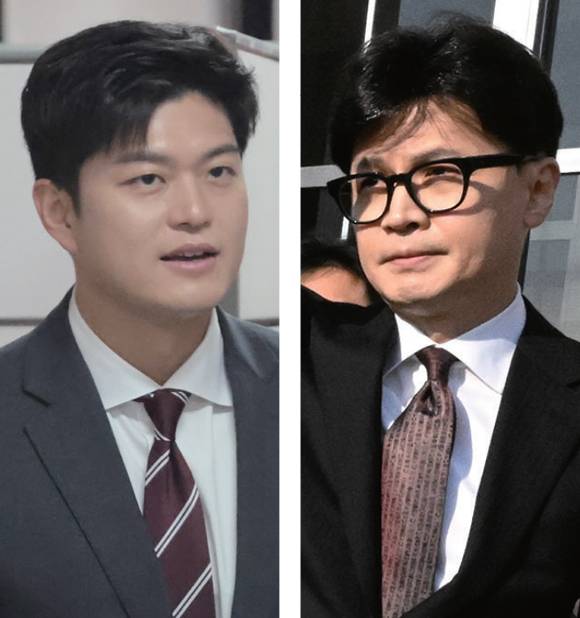 김용태 국민의힘 비상대책위원장(왼쪽 사진)과 한동훈 전 국민의힘 대표 ⓒ시사저널 이종현·국회사진취재단