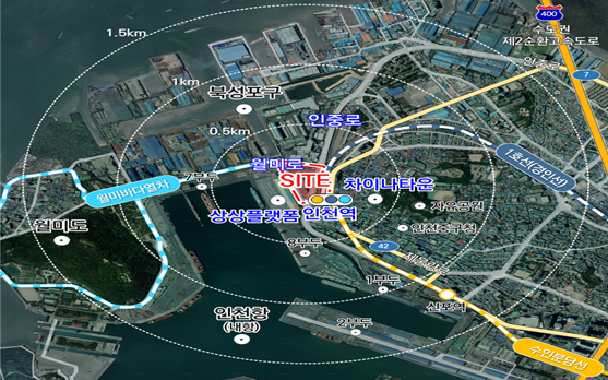 국토교통부 공간혁신구역 선도사업 후보지로 선정된 인천역 일원 위치도. <인천시 제공>
