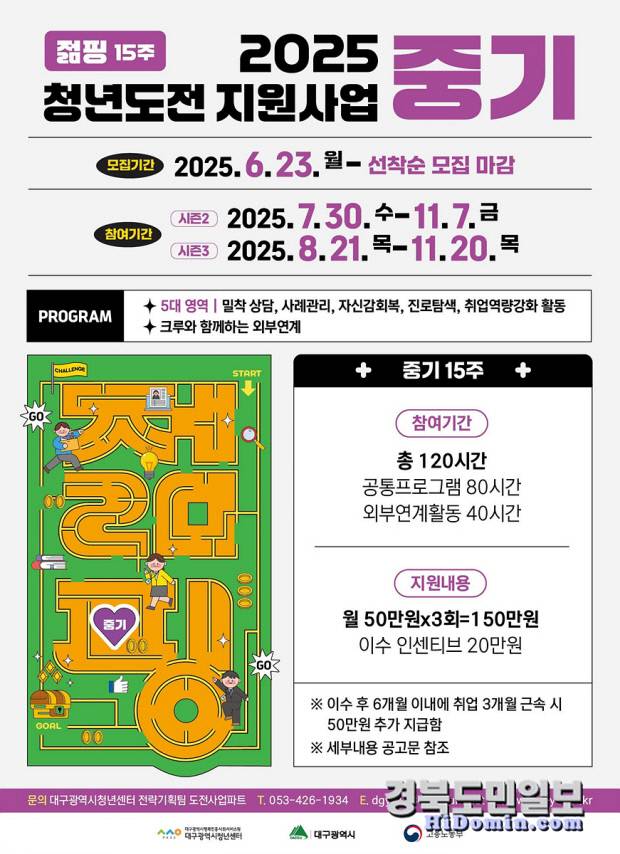 '2025 청년도전 지원사업 중기 과정' 안내 포스터. 사진=대구시 제공