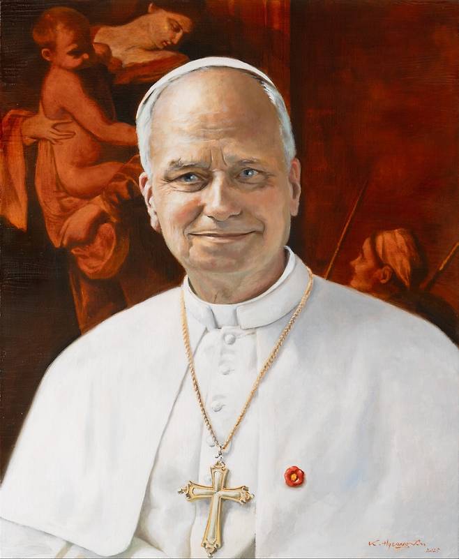 제주 화가 김형진이 그린 교황 레오 14세 초상화 / 사진=김형진