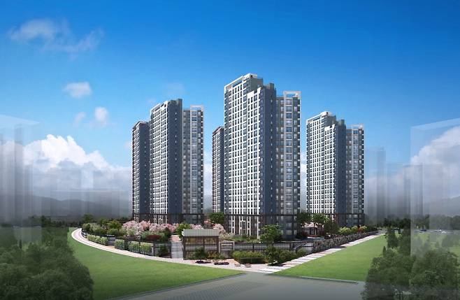 [금성백조건설 ‘평택 고덕 A48블록 금성백조 예미지’ 투시도]