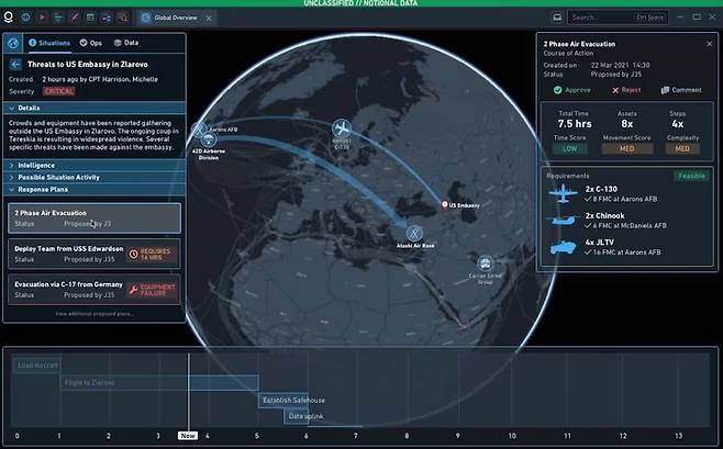 팔란티어의 군사용 AI 프로그램이 활용되고 있는 모습 [팔란티어]