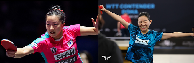 신유빈(왼쪽)은 지난해 말 기존 여자복식 파트너 전지희가 은퇴했지만 새 파트너들과 꾸준히 성적을 내고 있다. 유한나에 이어 21일(한국시간) WTT 스타 컨텐더 류블랴나 대회에선 최효주(오른쪽)와 은메달을 따내며 꾸준히 성적을 내고 있다. 사진출처│WTT