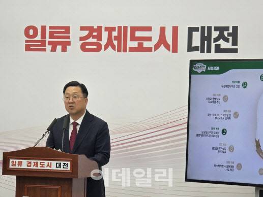 이장우 대전시장이 24일 대전시청사 브리핑룸에서 민선8기 3주년 기자회견을 통해 지난 성과와 향후 주요사업 추진계획을 밝히고 있다. (사진=박진환 기자)