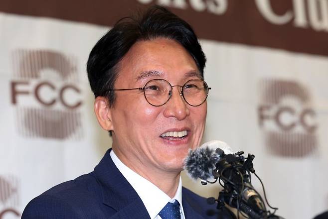 [서울=뉴시스] 김명원 기자 = 김민석 국무총리 후보자가 17일 서울 중구 한국프레스센터에서 열린 외신기자 간담회에 참석해 발언하고 있다. (공동취재) 2025.06.17. photo@newsis.com /사진=뉴시스