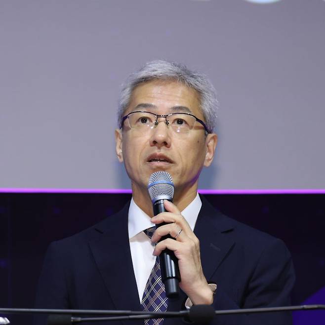 카와나 히로시 KDDI 총괄본부 프로페셔널 및 지식재산·무형자산 거버넌스 협회 부이사장이 24일 파이낸셜뉴스와 특허청이 서울 중구 웨스틴조선호텔에서 공동 주최한 제15회 국제지식재산보호컨퍼런스 강연에서 발언하고 있다. 사진=서동일 기자