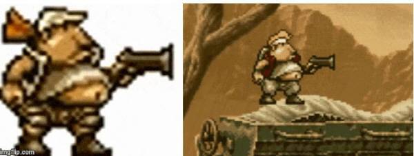 사랑스러운 뚱보 캐릭터들! 사진은 메탈슬러그. 매력적인 배꼽이 돋보인다