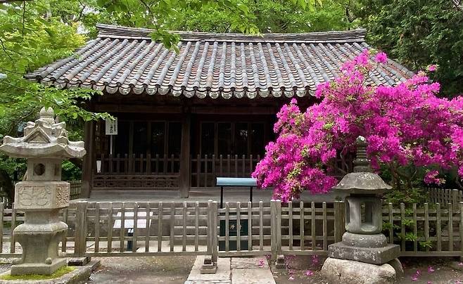 일본 가마쿠라 고토쿠인 절의 청동대불 뒤켠에 있던 관월당의 해체 전 모습. 국가유산청 제공