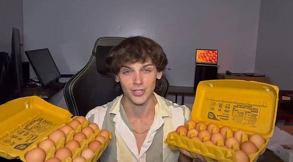 6일간 150개의 달걀을 먹은 미국 남성 유튜버./사진=유튜브 캡처