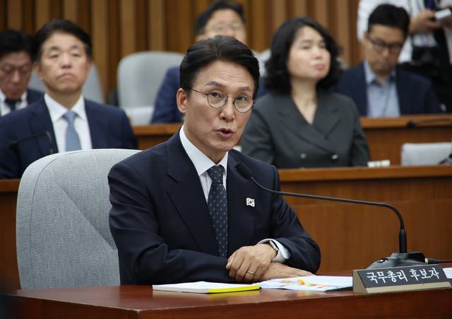 김민석 국무총리 후보자가 24일 국회에서 열린 인사청문회에서 질문에 답하고 있다. 뉴시스