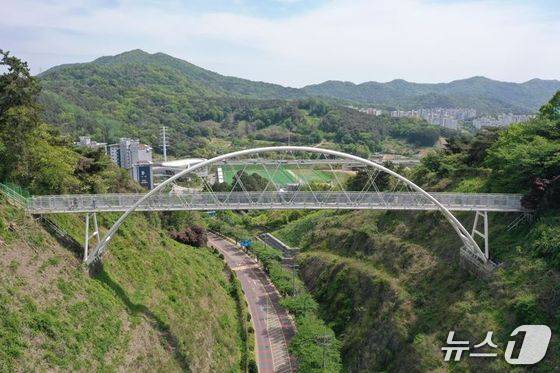 높이 37m, 길이 76m에 달하는 광주 남구 제석산 구름다리의 모습.(광주 남구 제공. 재판매 및 DB 금지)