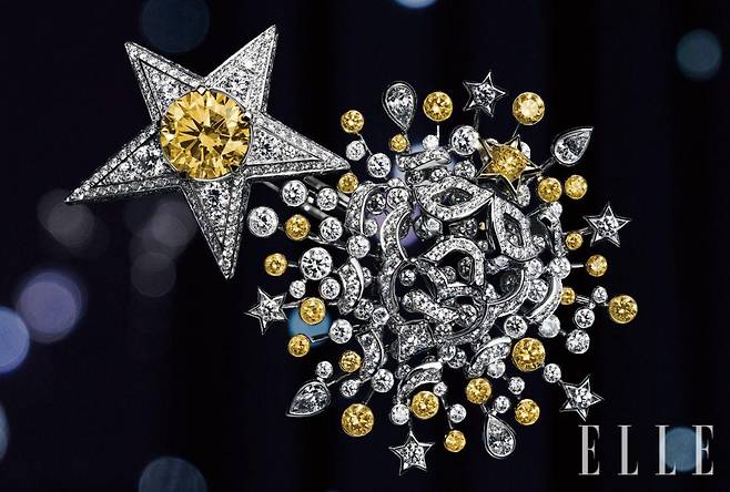 옐로골드에 다이아몬드, 옐로 사파이어, 스페사르타이트 가넷으로 완성한 비 더 원 링.