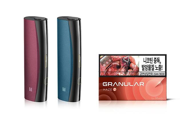 릴 에이블(왼쪽) 전용스틱 신제품 '그래뉼라 헤이즈'(오른쪽). [사진=KT&G 제공]