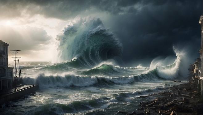 AI가 생성한 쓰나미 이미지. [사진=픽사베이]