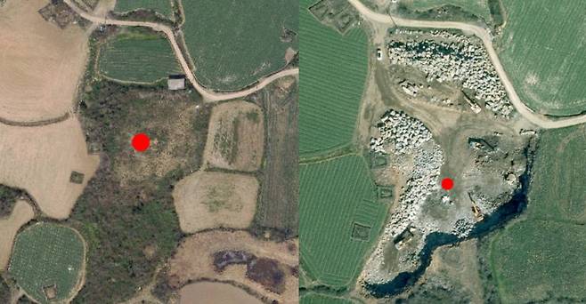 2022년(사진 왼쪽)과 2024년 항공사진. 제주도 공간정보업무포털