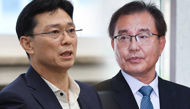 임성근 전 해병대 1사단장(왼쪽)과 채상병 순직 사건 수사 방해 의혹을 수사하는&nbsp;이명현&nbsp;특별검사(오른쪽) ⓒ시사저널 양선영 디자이너·연합뉴스