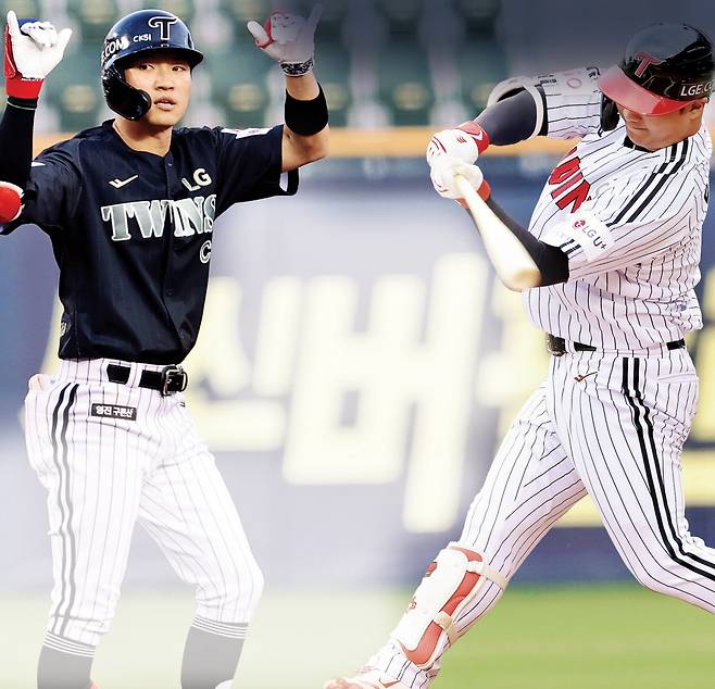 LG 박해민(왼쪽)과 문보경. LG 트윈스 제공