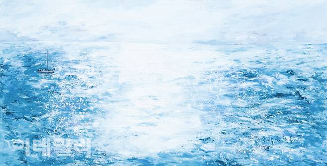 권찬희 ‘격포항 윤슬’(2025), 캔버스에 혼합재료, 190.0×95.5㎝(사진=작가)