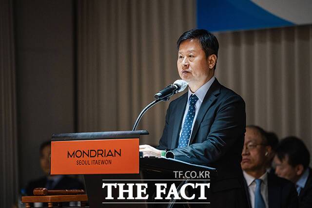 지난 3월 28일 오전 서울 용산구 몬드리안 호텔에서 열린 제51기 고려아연 정기주주총회에서 박기덕 고려아연 대표이사 사장이 발언하고 있다. /고려아연