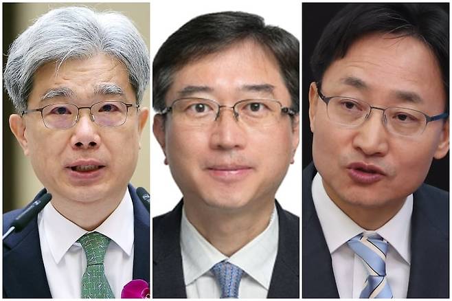 왼쪽부터,김상환 헌법재판관 겸 헌법재판소장 후보자, 오영준 헌법재판관 후보자,  임광현 국세청장 후보자.