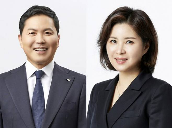 콜마그룹 창업주 윤동한 회장의 장남 윤상현 콜마홀딩스 부회장(왼쪽), 장녀 윤여원 콜마비앤에이치 대표. [사진=한국콜마 제공]