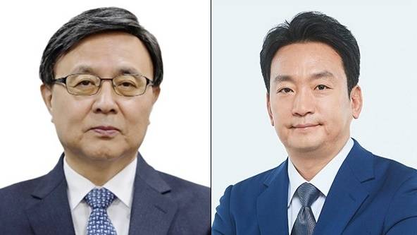 ▲김백 YTN 사장(왼쪽)과 박장범 KBS 사장.