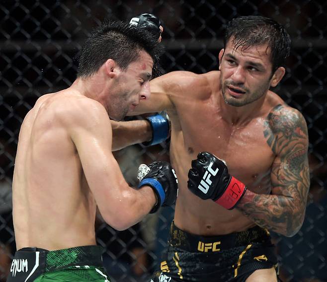 알레샨드리 판토자가 스티브 얼섹(왼쪽)에게 펀치 공격을 하고 있다. 사진  | UFC