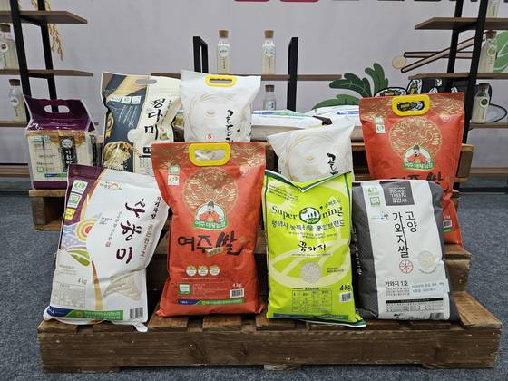 경기미 김밥 페스타에서 전시된 쌀. 서혜빈 기자