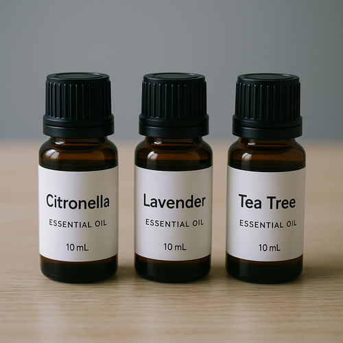 ▲ 시트로넬라, 라벤더, 티트리 천연 오일 [챗gpt 생성]