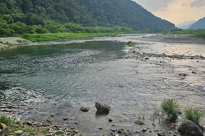 28일 7세 남아가 급류에 휩쓸린 김삿갓면 내리 하천.(사진=강원특별자치도 소방본부 제공) *재판매 및 DB 금지