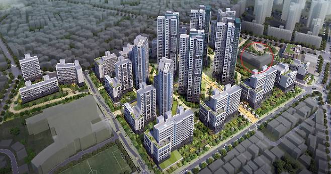 장위 10구역 조감도. 빨간 색 원이 사랑제일교회다. 성북구 제공