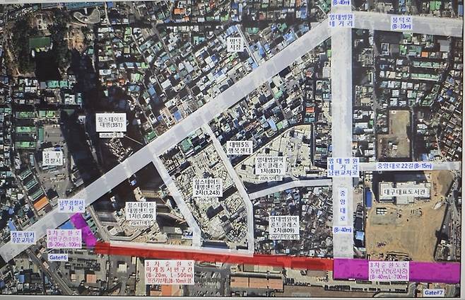 대구 남구 대명동 3차순환도로 서편구간 인근에 조성 중인 아파트 단지 현황. 남구청 제공