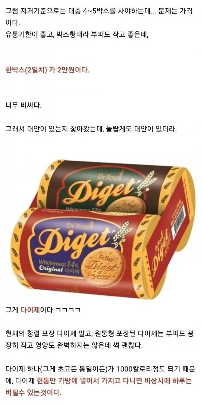 재난대비 생존음식 다이제
