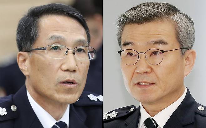 경찰청은 29일 자로 경찰청 차장에 유재성(왼쪽) 국가수사본부 형사국장을 승진 내정했다고 밝혔다. 또한 경찰청 국가수사본부장에는 박성주 광주경찰청장이 승진 내정됐다. /연합뉴스