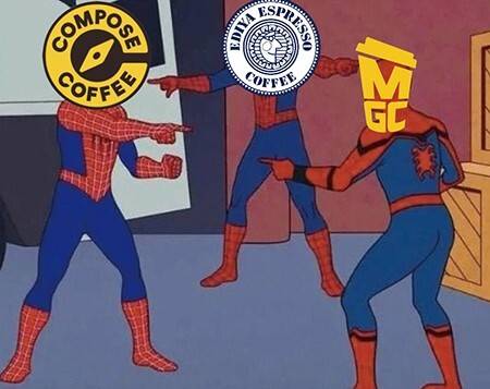 컵빙수의 인기를 이끄는 커피 브랜드의 직원들이 이른바 ‘빙수 폭탄 돌리기’를 하는 모습을 재치 있게 풀어낸 밈.&nbsp;X 캡처